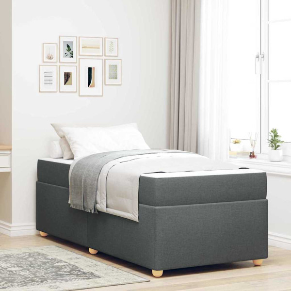 Estructura de cama con colchón Gris oscuro 90 x 200 cm tela D