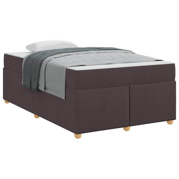 Estructura de cama con colchón Marrón oscuro 120 x 190 cm tela M 3