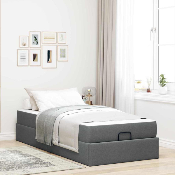 Estructura de cama Gris oscuro 100 x 200 cm tela D