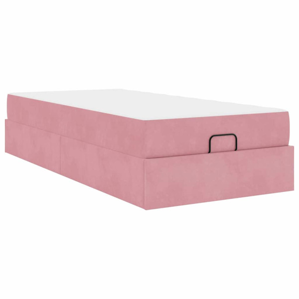 Estrutura da Cama com armazenamento Rosa 90 x 200 cm Veludo M 2
