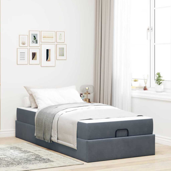 Estructura de cama Gris oscuro 100 x 200 cm Terciopelo D