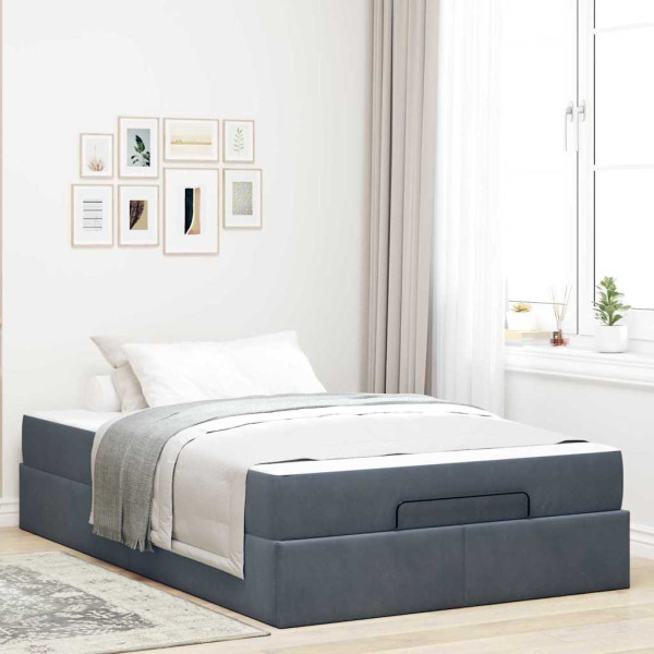 Estructura de cama Gris oscuro 140 x 190 cm Terciopelo D