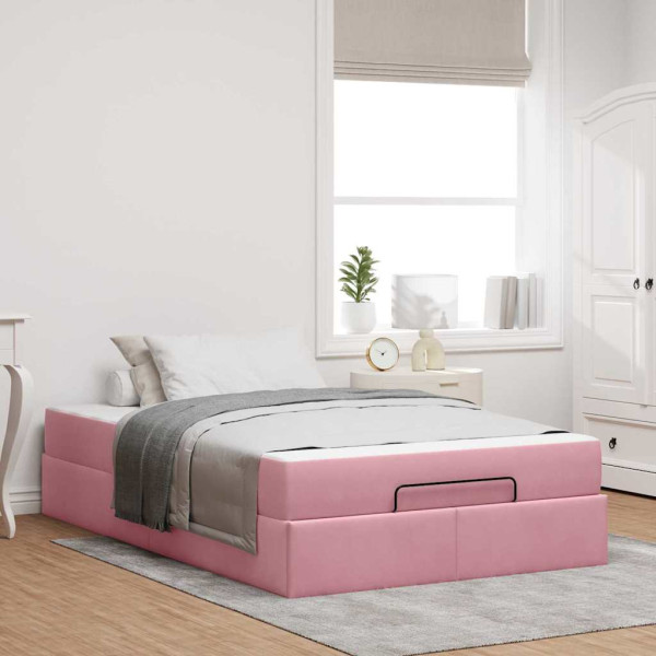 Estructura de cama Rosa 140 x 190 cm Terciopelo D