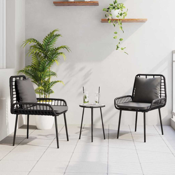 Conjunto de Comedor de Jardín 3 pcs Negro. Antracita D