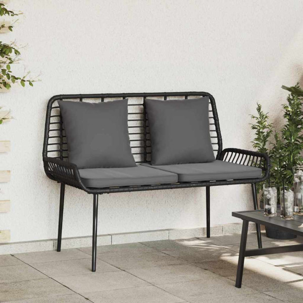 Banco de jardín con almohada Negro. Antracita 109 x 63 x 83 cm D
