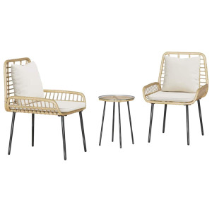 Conjunto de Comedor de Jardín 3 pcs Marrón. Negro. Crema H