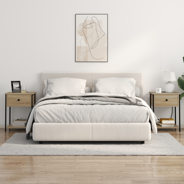 Cabinete de Noche con Estación de Carga 2 pcs Roble Sonoma M 4