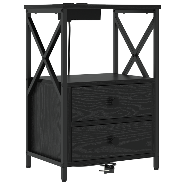 Cabinete de Noche con Estación de Carga 2 pcs Roble negro M 5