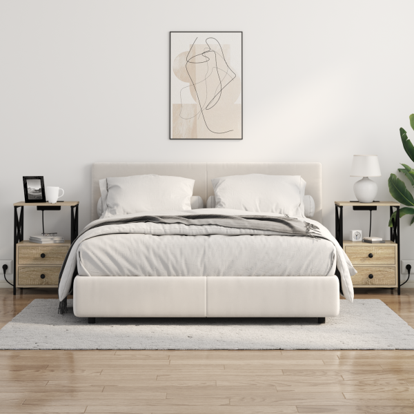 Cabinete de Noche con Estación de Carga 2 pcs Roble Sonoma M 4