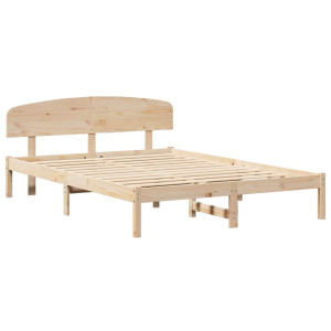 Estructura de Cama con Respaldo 140x200 cm Madera Sólida de Pino H
