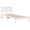 Estructura de cama con cabecera blanca 90x190 cm de madera maciza de pino 2