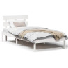 Estrado de Cama com Cabeceira Branco 90x190 cm Madeira Sólida Pinho 4