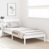 Estrado de Cama com Cabeceira Branco 90x190 cm Madeira Sólida Pinho 5