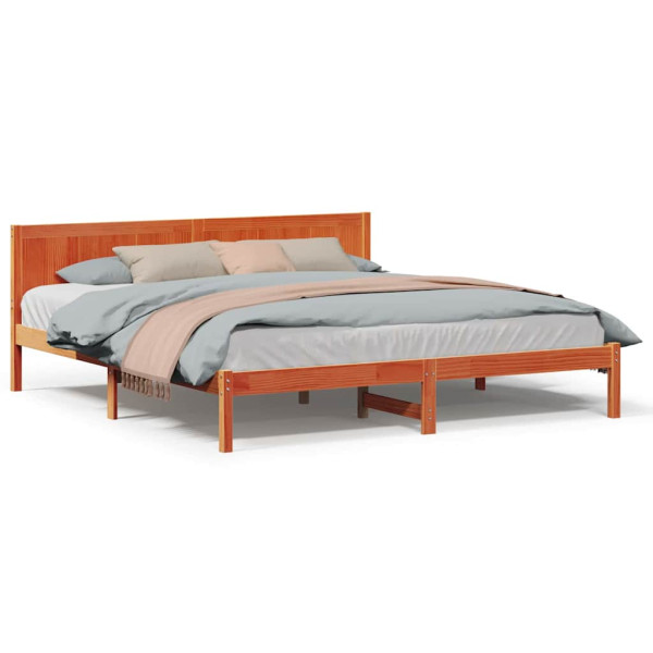 Marco de Cama Marrón Encerado Marrón Encerado Madera Maciza M 4