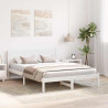 Cama de Madeira Branca Branca Madeira 160 x 200 cm Durável 5