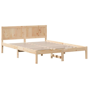 Estructura de Cama Individual de Madera de Pino Natural H