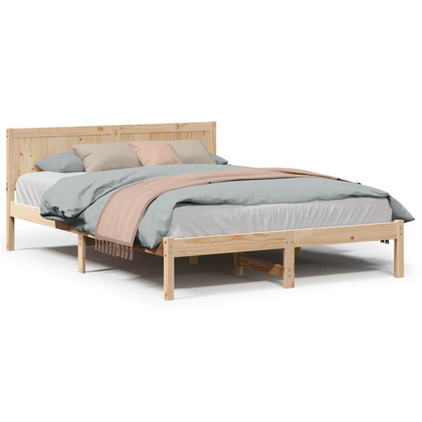 Estructura de Cama Individual de Madera de Pino Natural M 4