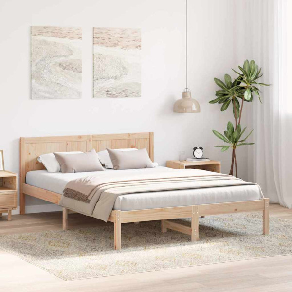 Estructura de Cama Individual de Madera de Pino Natural M 5