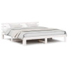 Estrutura de Cama de Madeira de Pinho Branca Madeira Sólida King 4