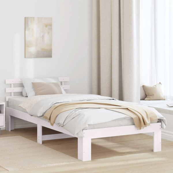 Estructura de Cama Blanca de Madera Blanca Madera 75 x 190 cm D