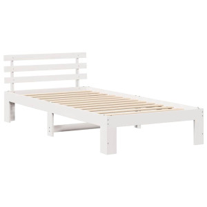 Estrutura de Cama Branca de Madeira Branca Madeira 75 x 190 cm H