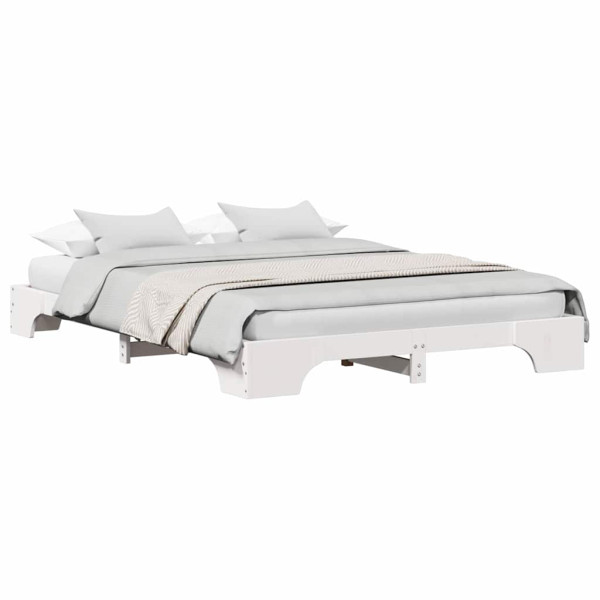 Cama Blanca de 150x200 cm en Madera de Pino Maciza M 3