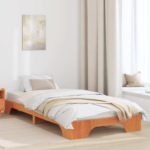 Cama Marrón Cera 100x200 cm Madera de Pino Sólido D