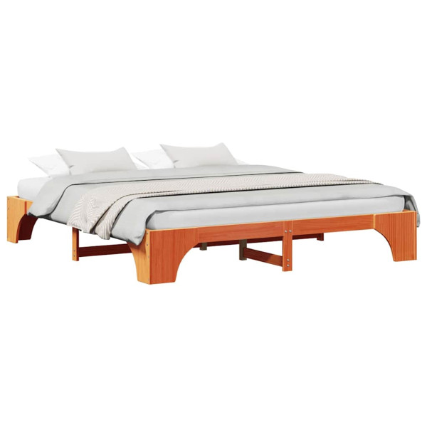 Cama Encerada Marrom 200x200 cm de Madeira de Pinho M 3