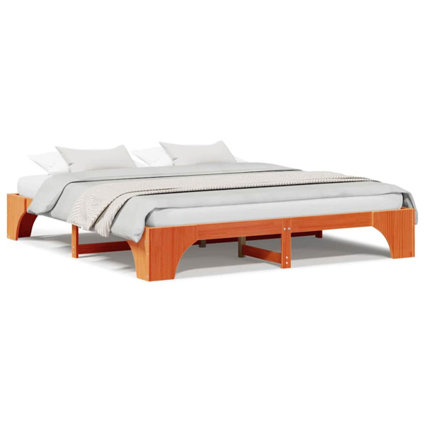 Cama Encerada Marrom 200x200 cm de Madeira de Pinho M 4