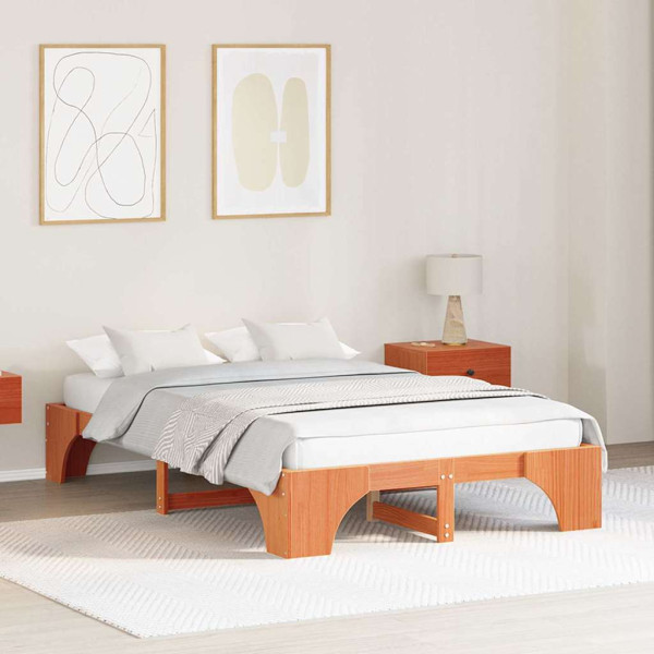 Cama marrón encerado 120x190 cm de pino macizo D