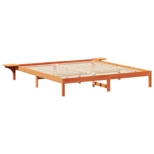 Marco de cama con mesitas de noche Marrón 200 x 200 cm H