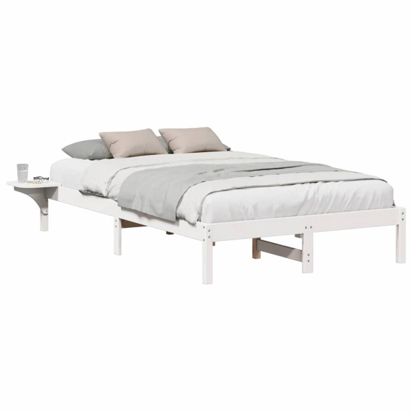 Estrutura de cama com mesas de cabeceira Branco 140 x 190 cm M 3