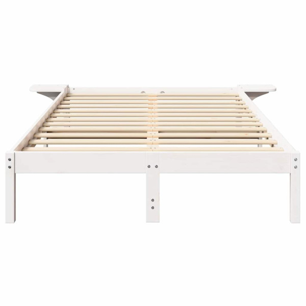 Estrutura de cama com mesas de cabeceira Branco 135 x 190 cm M 5