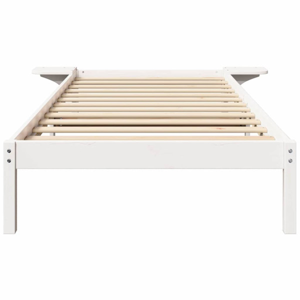 Estrutura de cama com mesas de cabeceira Branco 90 x 190 cm M 5
