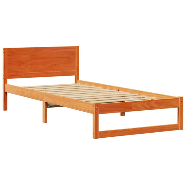 Estructura de Cama Marrón encerado Madera maciza Individual M 2