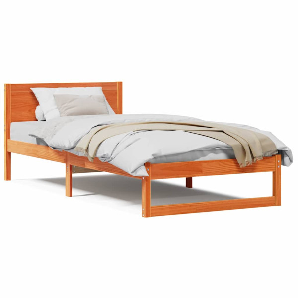 Estructura de Cama Marrón encerado Madera maciza Individual M 4