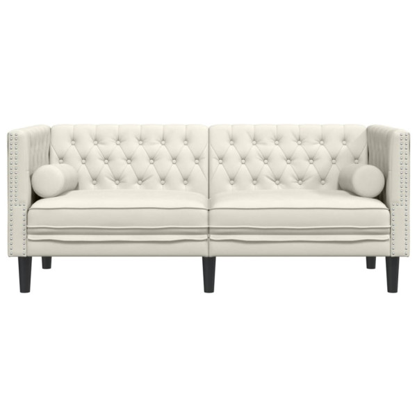 Sofá Chesterfield 2 plazas con cojines terciopelo blanco crema M 4