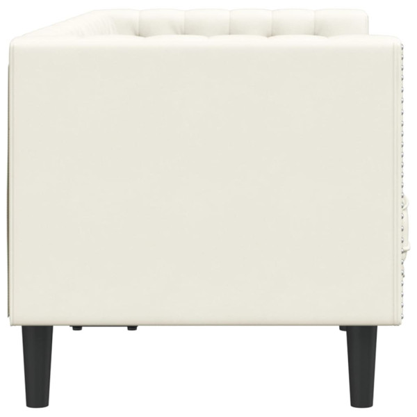 Sofá Chesterfield 2 plazas con cojines terciopelo blanco crema M 5