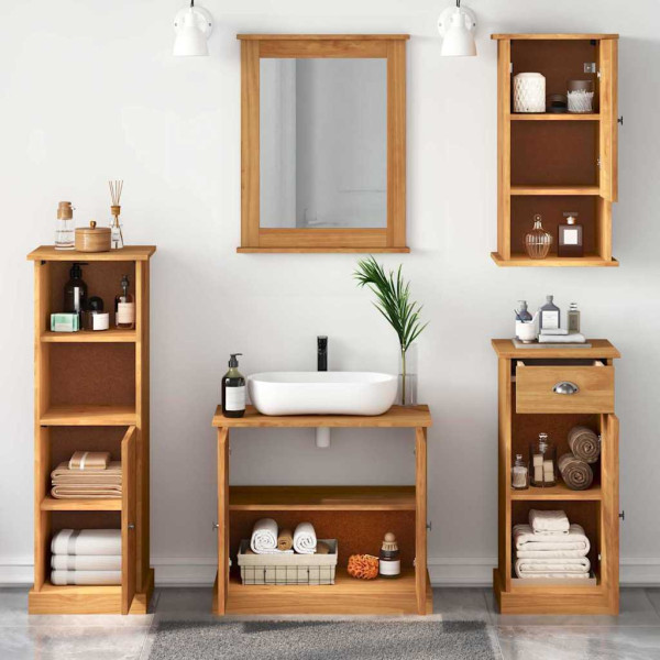 Juego de muebles de baño 5 pcs Marrón miel 37 x 34 x 110 cm M 4
