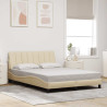 Estrutura de cama sem colchão 140x190 cm tecido cor creme 1