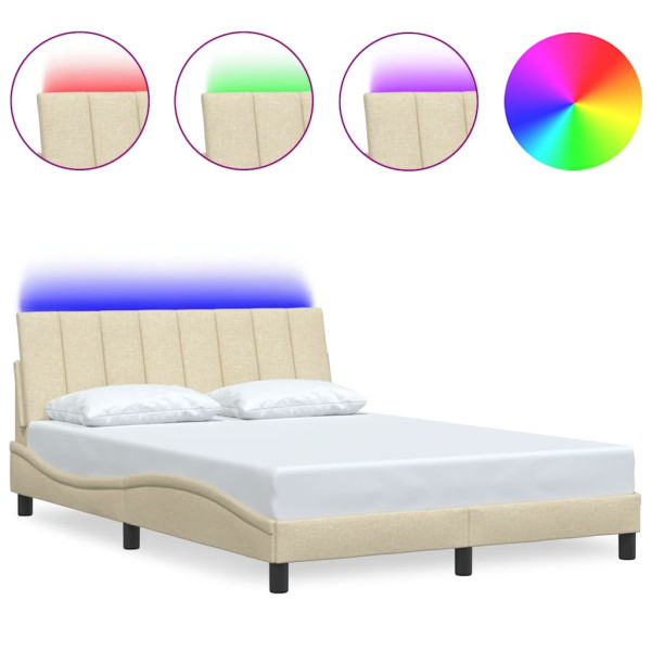 Cama sin colchón tela color crema 140x190 cm M 2