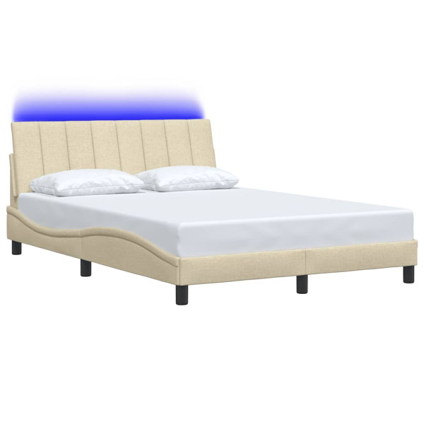 Estrutura de cama sem colchão 140x190 cm tecido cor creme M 3