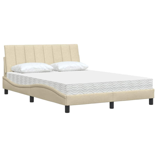 Cama com colchão 140x190 cm tecido cor creme M 4
