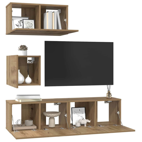 Conjunto de mueble de TV 4 pcs Roble artisan 60 x 30 x 30 cm M 3