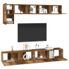 Conjunto de mueble de TV con estante Montaje en la pared Otro con almacenamiento con puerta 5 pcs Madera vieja 3