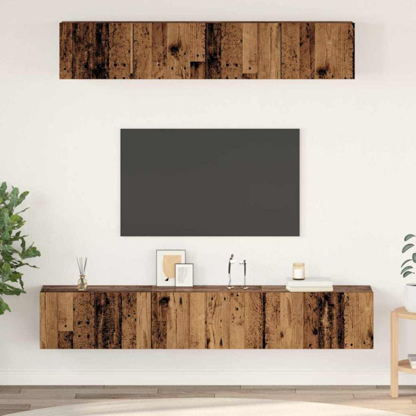 Conjunto de mueble de TV 5 pcs Madera vieja Estándar Mediano D