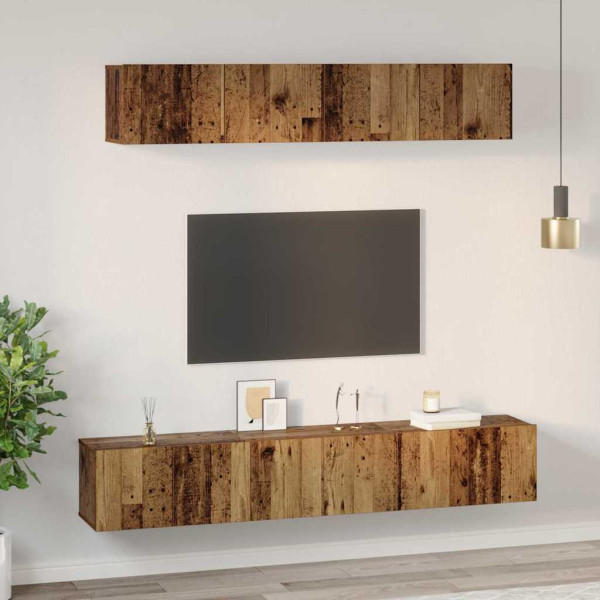 Conjunto de mueble de TV 5 pcs Madera vieja Estándar Mediano M 4