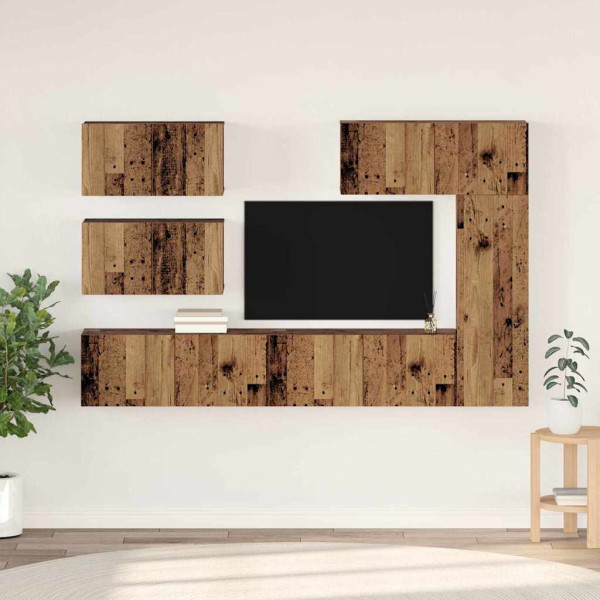 Conjunto de mueble de TV 6 pcs Madera vieja 30.5 x 30 x 90 cm D