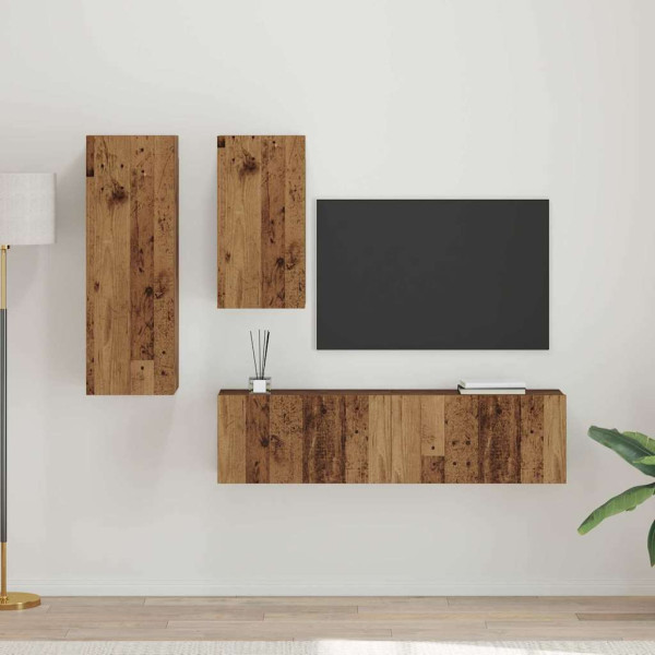 Conjunto de mueble de TV 4 pcs Madera vieja 30.5 x 30 x 90 cm D