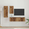 Conjunto de móvel de TV 4 pcs Madeira antiga 30.5 x 30 x 90 cm 1